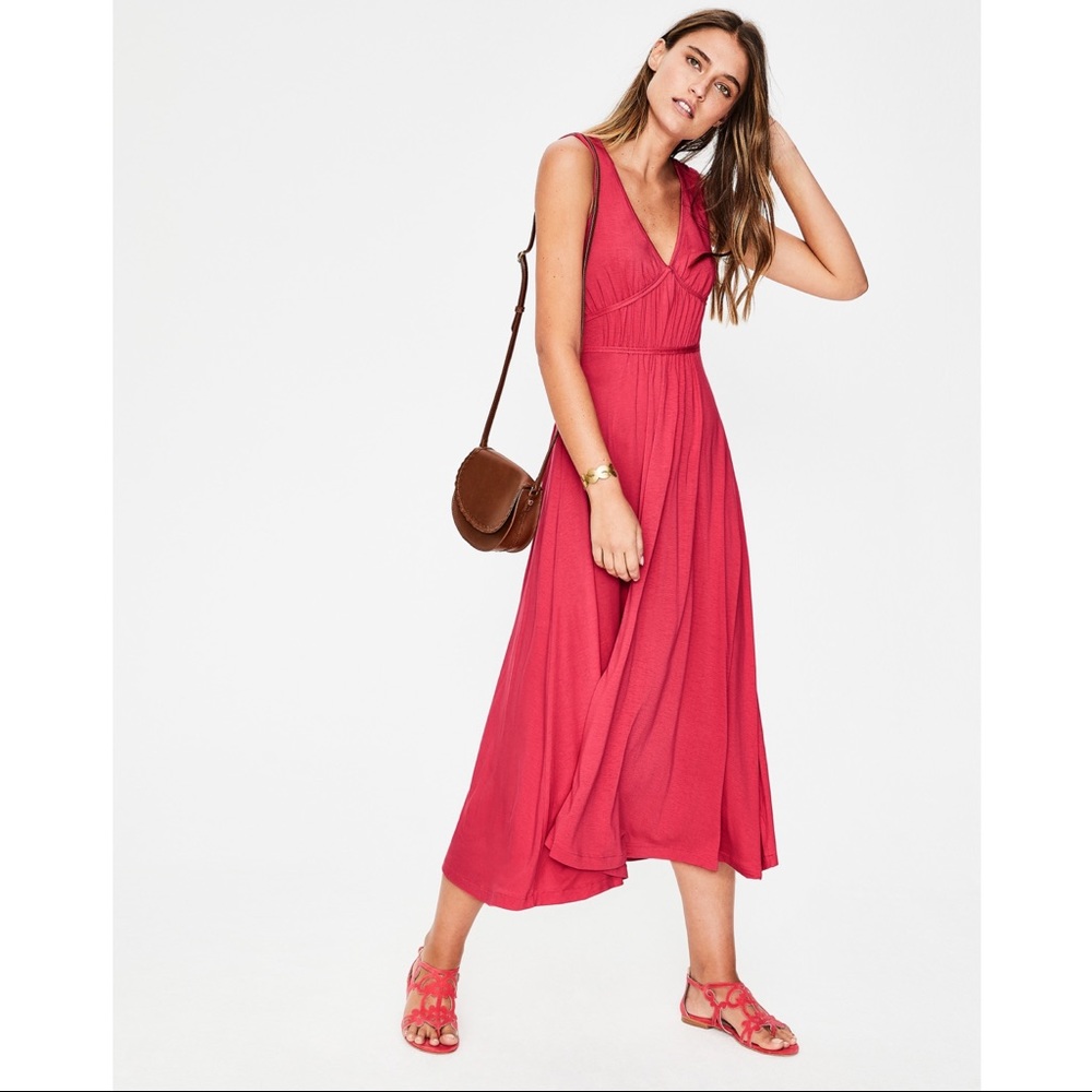 Boden Elina Jersey Midi Dress in Sunset / Coral Size 4R